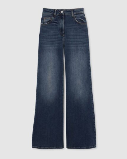 Naylor Mid Rise Wide Leg Jeans Mid Blue Denim Tall