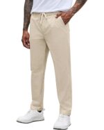 COOFANDY Men's Casual Pants Relaxed Fit Flat Front Expandable Waist Chino Slack Trousers
