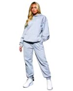 Ladies Grey Crop Hooded Logo Tracksuit FitMe Clothing