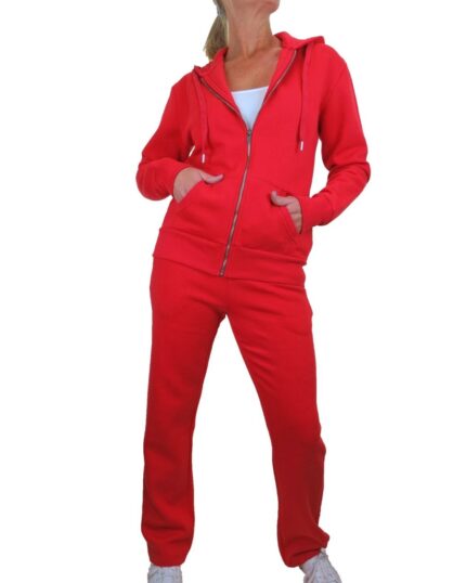 Casual Plush Zip Up Hoody Tracksuit - Women