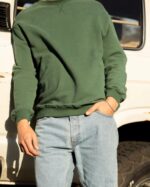 Aesthetic Gen Basic Olive Green Sweatshirt - Image 2